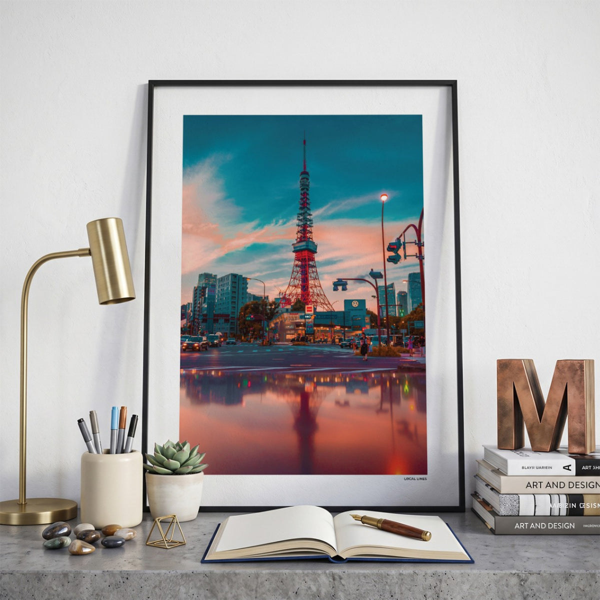 Tokio Klassiek fotoposter op bureau in kamer - Kleur