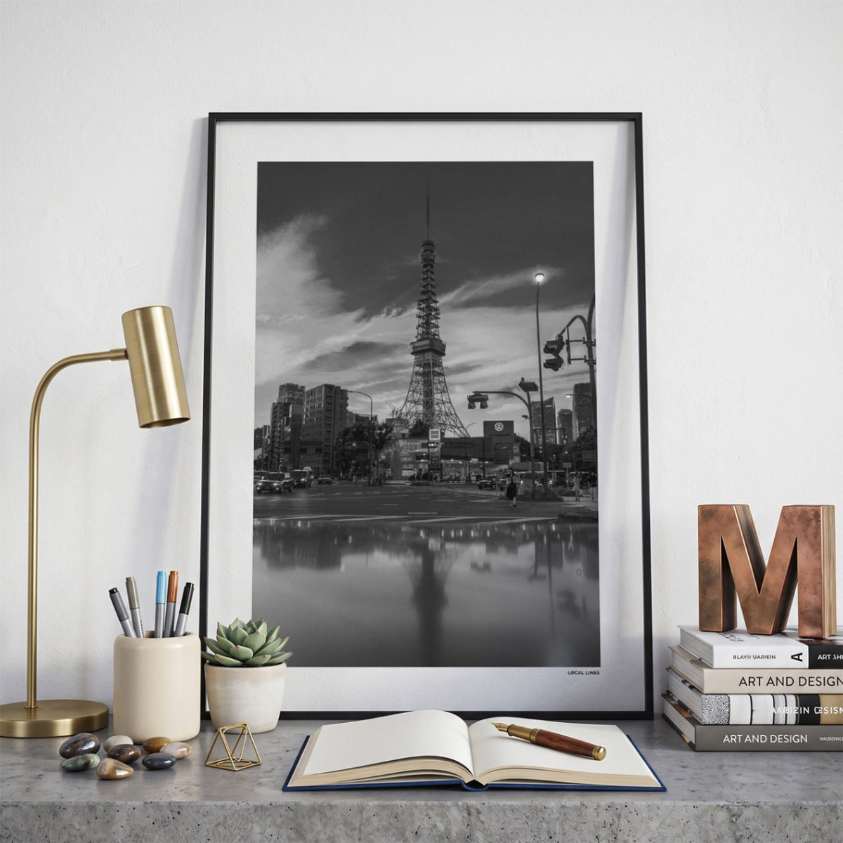 Tokio Klassiek fotoposter op bureau in kamer - Zwart-Wit