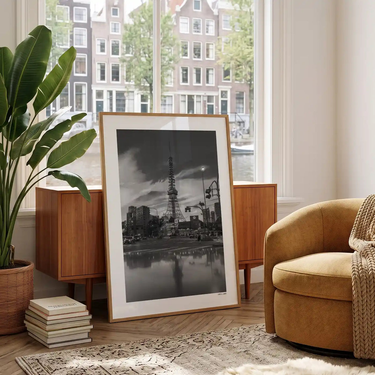 Tokio Klassiek fotoposter in woonkamer interieur - Zwart-Wit