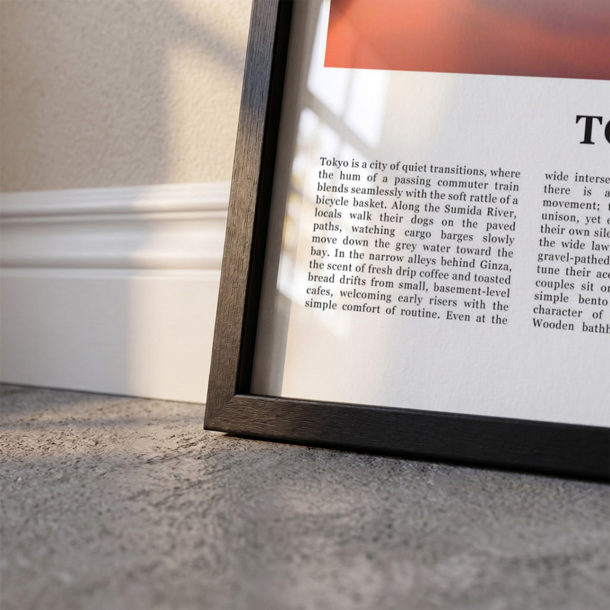 Detailopname van Tokio Fotoposter – Kleur ingelijst in zwarte fotolijst