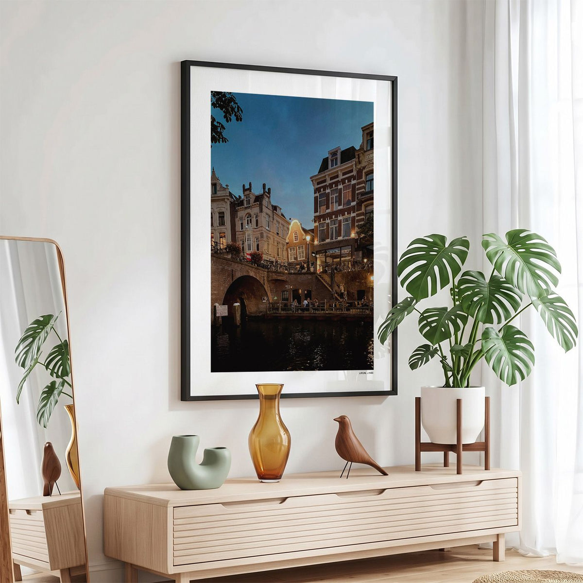 Utrecht Oudegracht fotoposter in zwarte lijst - Kleur