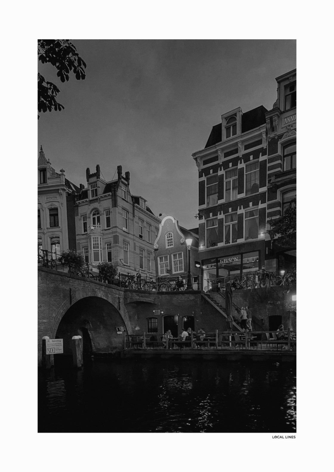 Utrecht Oudegracht fotoposter zonder lijst - Zwart-Wit