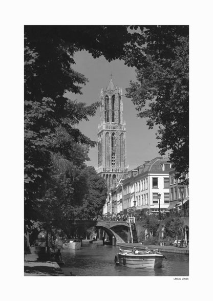 Utrecht Domtoren fotoposter zonder lijst - Zwart-Wit