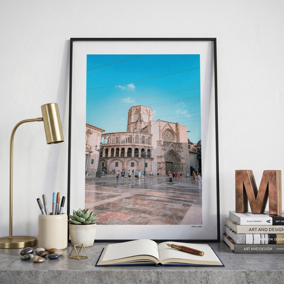 Valencia Klassiek fotoposter op bureau in kamer - Kleur