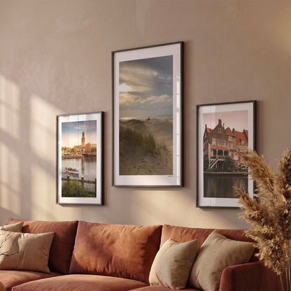 Drie Zandvoort Klassiek fotoposters boven bank wanddecoratie - Kleur