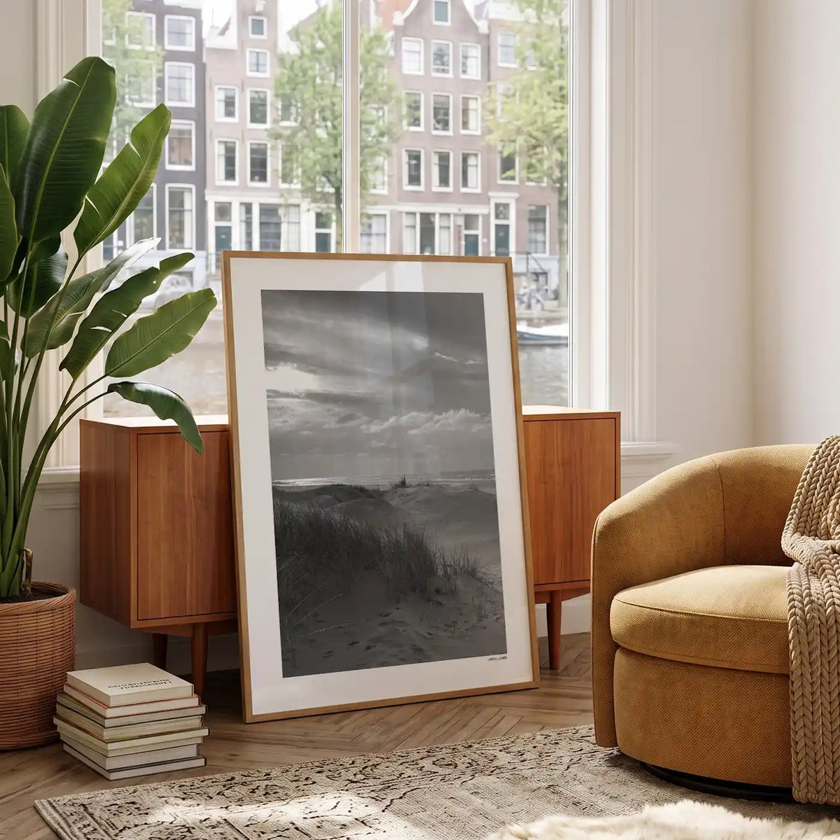 Zandvoort Klassiek fotoposter in woonkamer interieur - Zwart-Wit