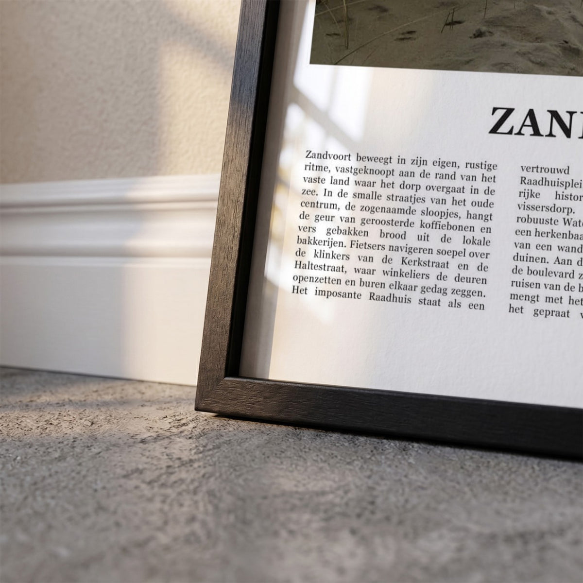 Detailopname van Zandvoort Fotoposter – Kleur ingelijst in zwarte fotolijst