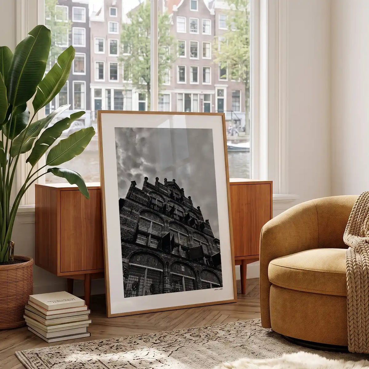 Fotoposter Zutphen Zwart-Wit ingelijst in woonkamer