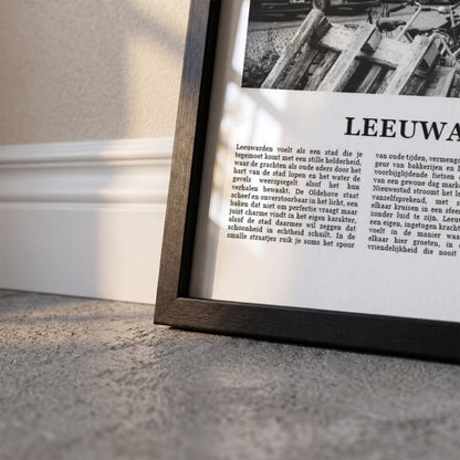 Detailopname van Leeuwarden Fotoposter – Zwart-Wit ingelijst in zwarte fotolijst