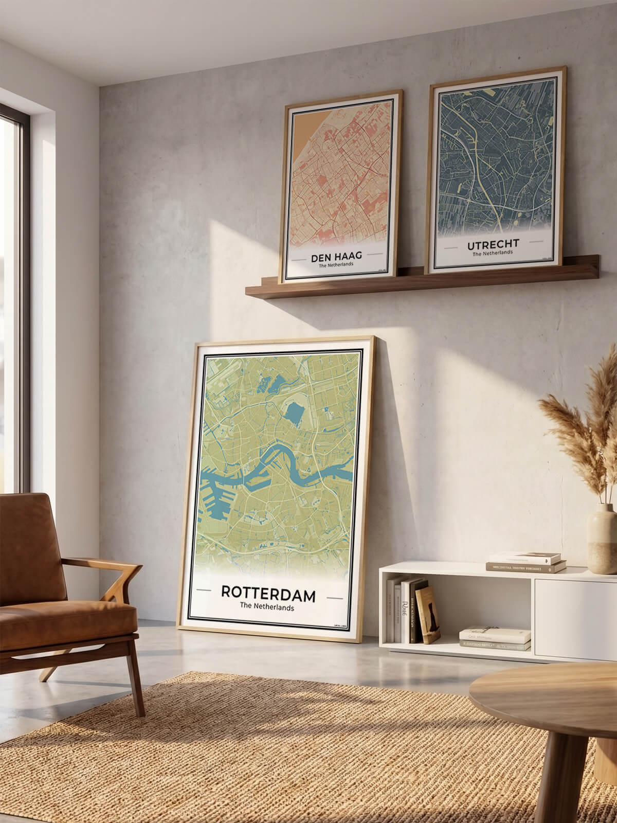 Algemeen Stadskaart in woonkamer in 3 kleuren