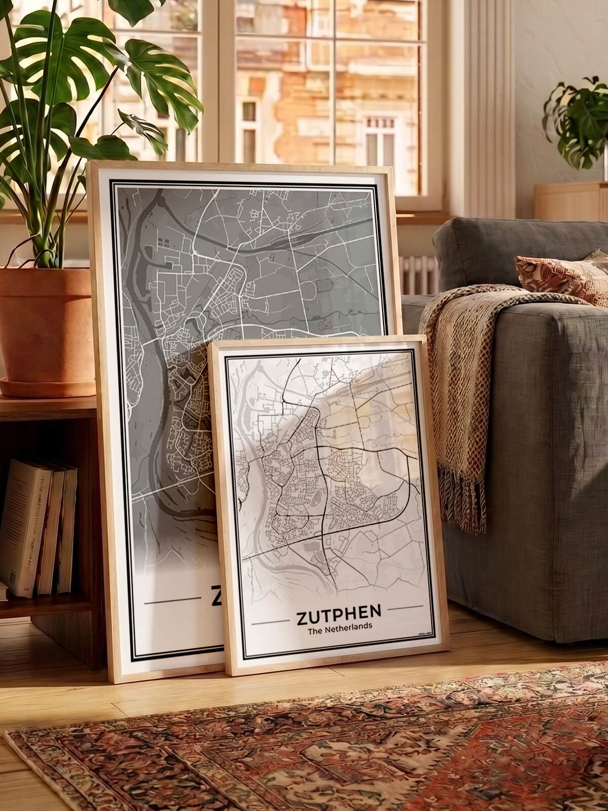 Zutphen Plattegrond Poster voor Woonkamer wit en grijs Algemeen