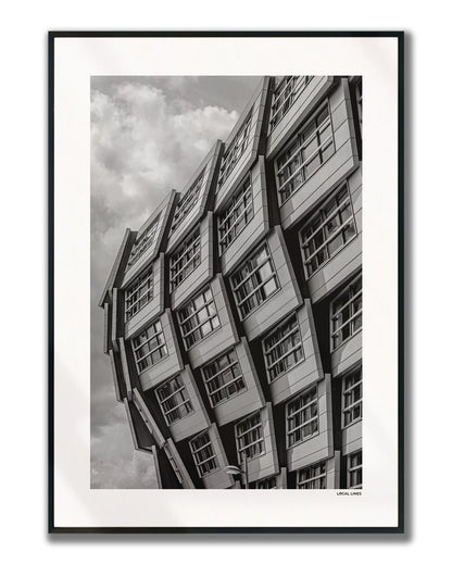 Almere Klassiek fotoposter verticaal ingelijst - Zwart-Wit