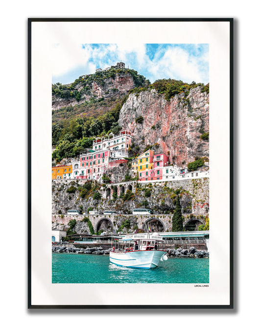 Amalfi Coast Klassiek fotoposter verticaal ingelijst - Kleur