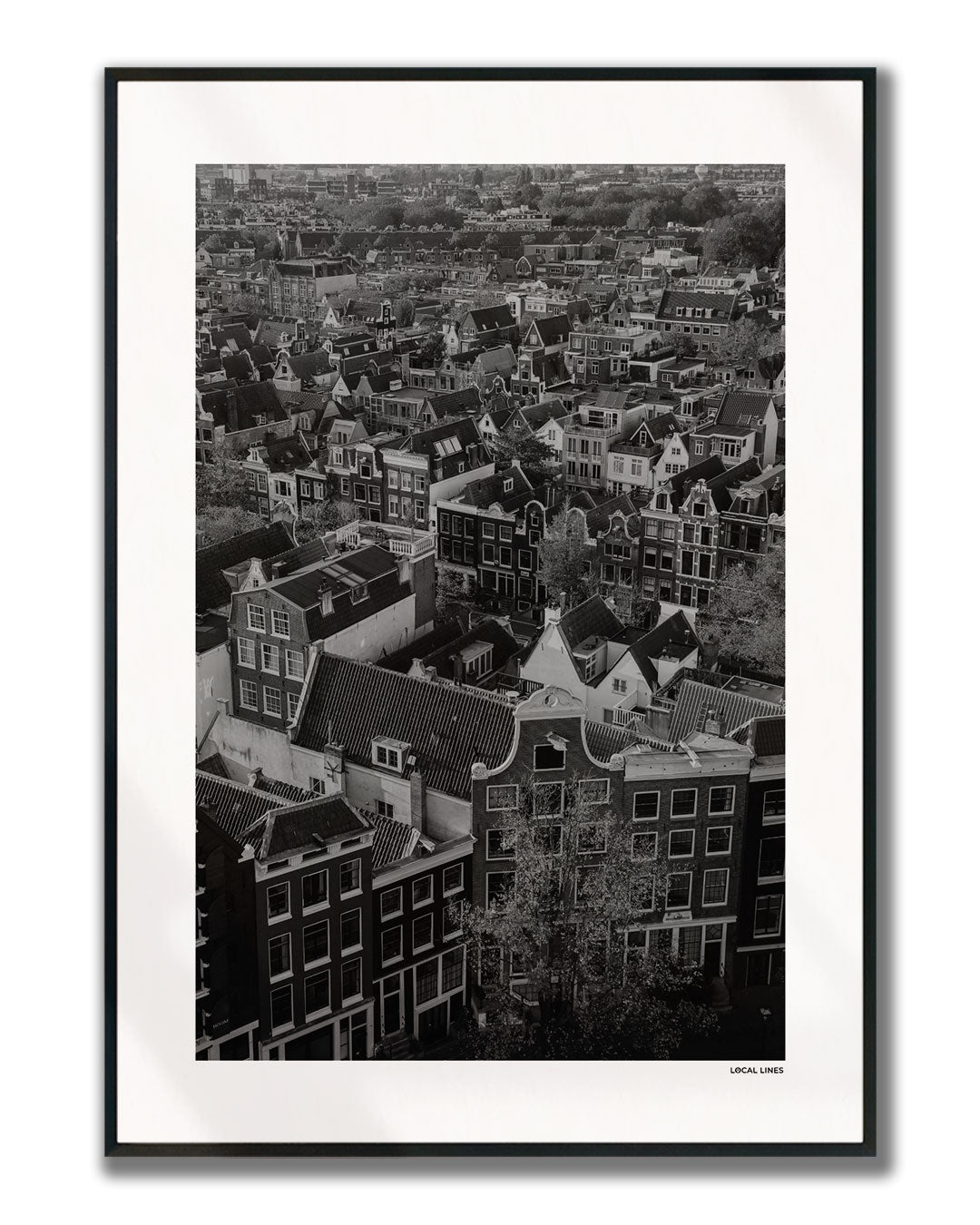 Amsterdam Herfst fotoposter verticaal ingelijst - Zwart-Wit