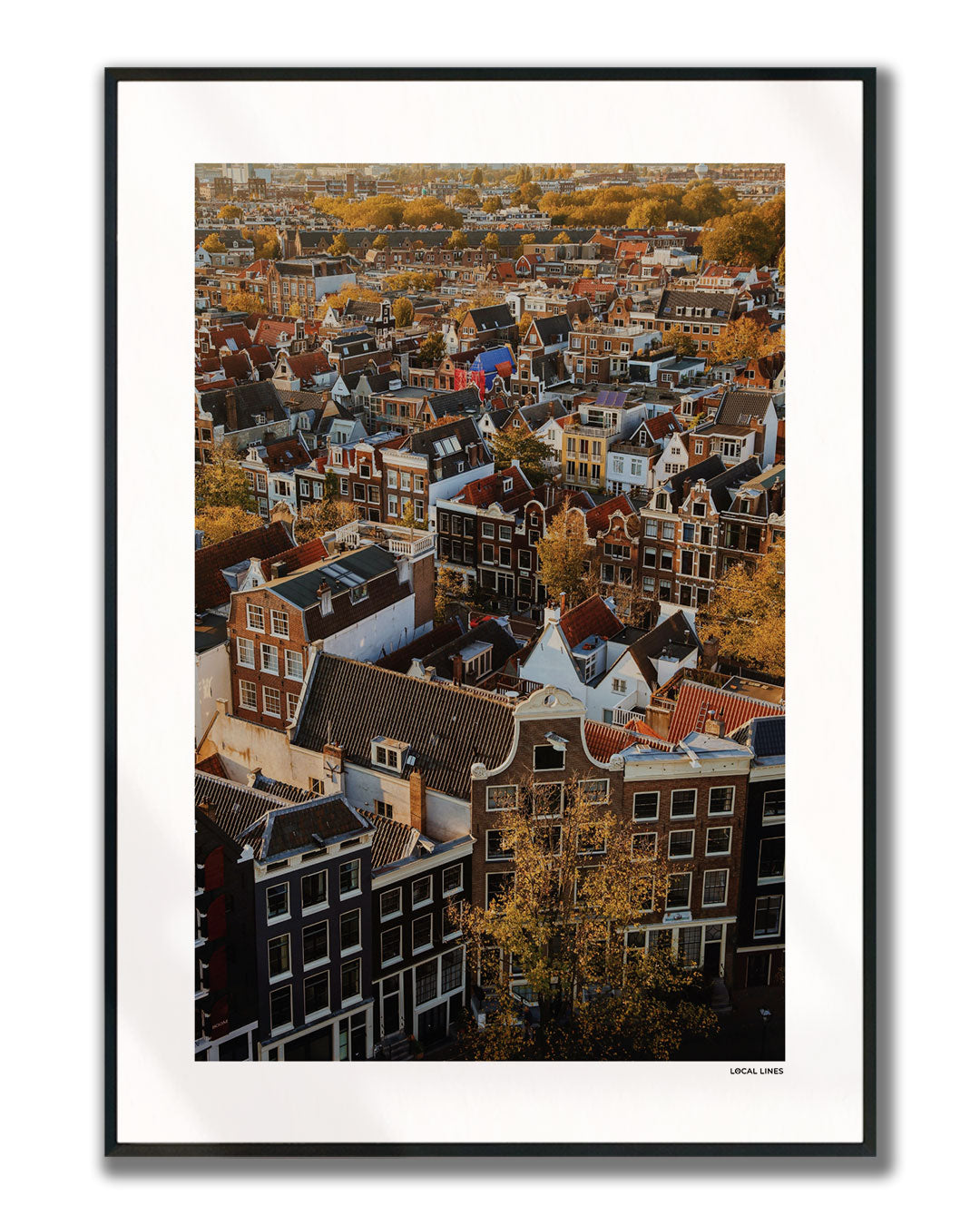 Amsterdam Herfst fotoposter verticaal ingelijst - Kleur