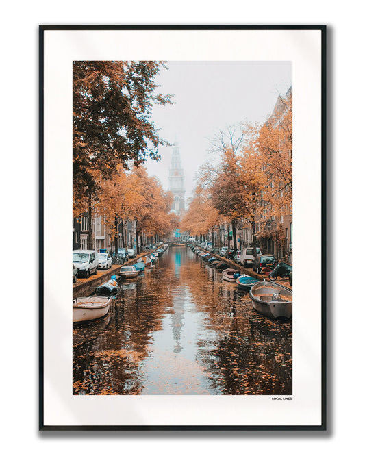 Amsterdam Grachten fotoposter verticaal ingelijst - Kleur