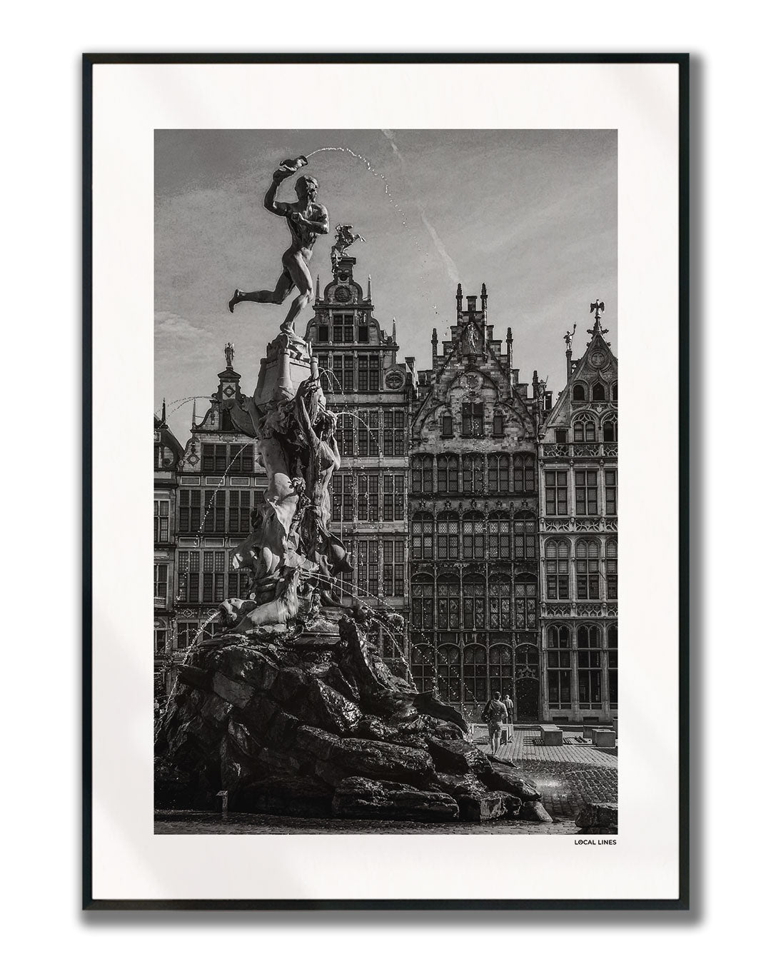 Antwerpen Klassiek fotoposter verticaal ingelijst - Zwart-Wit