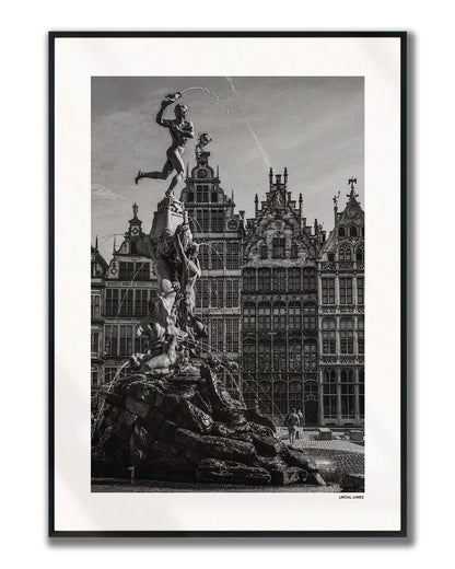 Antwerpen Klassiek fotoposter verticaal ingelijst - Zwart-Wit