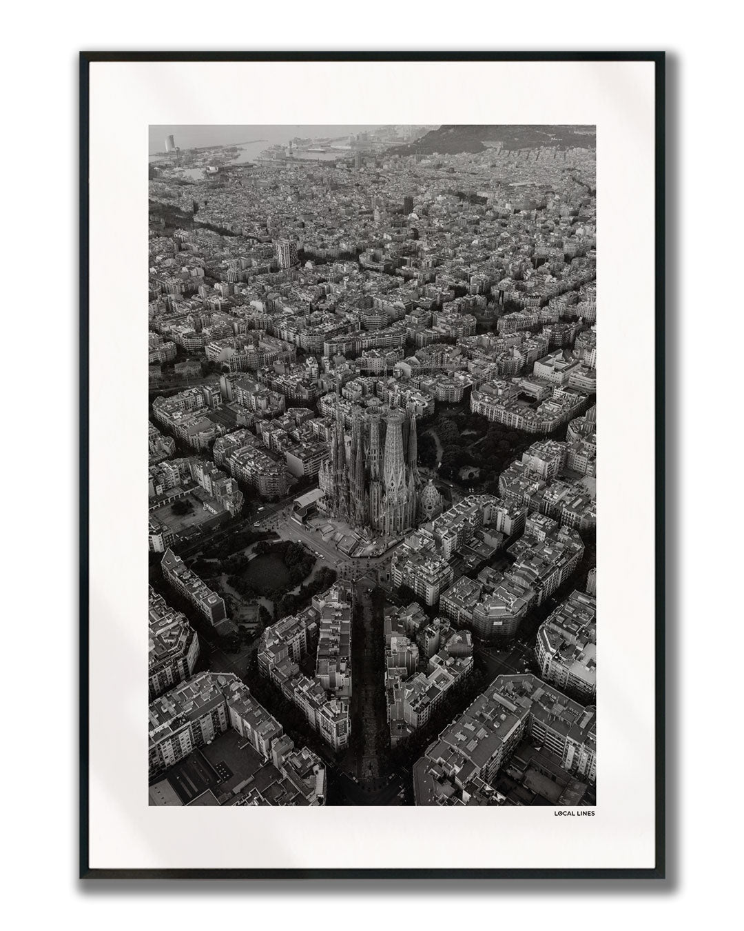 Barcelona Klassiek fotoposter verticaal ingelijst - Zwart-Wit
