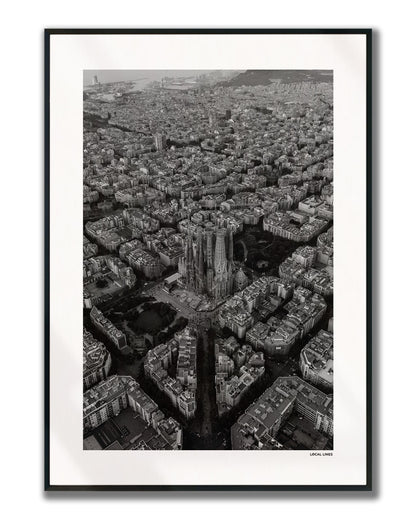 Barcelona Klassiek fotoposter verticaal ingelijst - Zwart-Wit