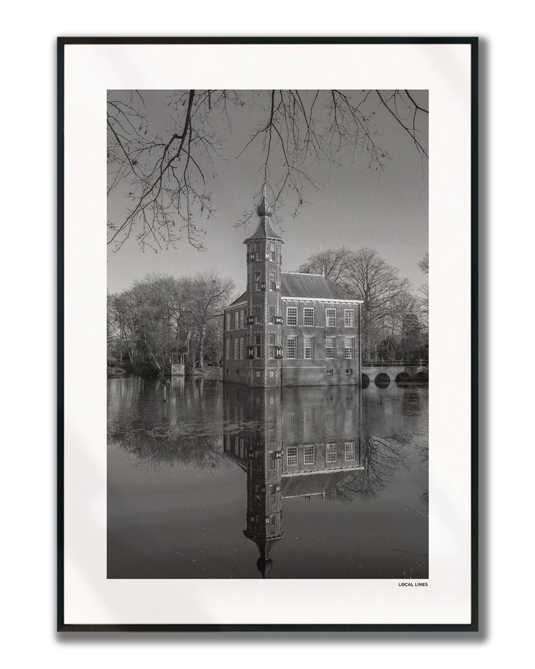 Breda Klassiek fotoposter verticaal ingelijst - Zwart-Wit