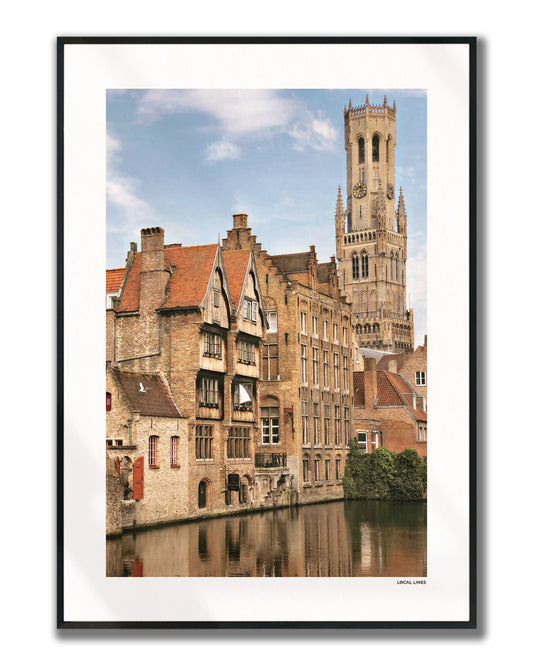 Brugge Klassiek fotoposter verticaal ingelijst - Kleur