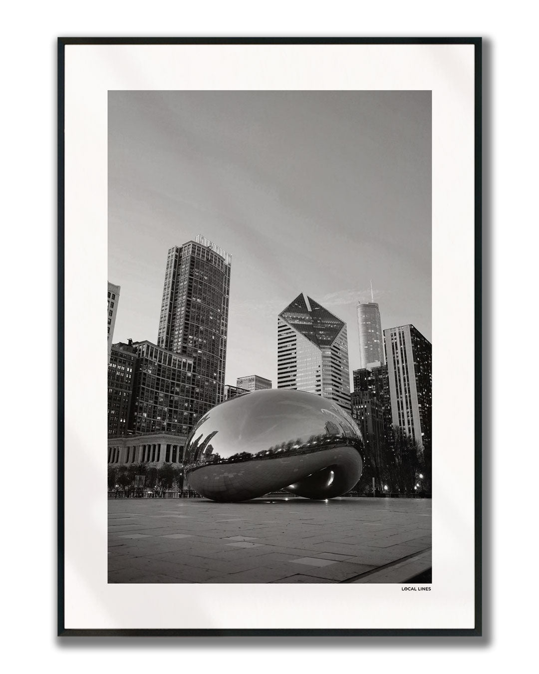 Chicago Klassiek fotoposter verticaal ingelijst - Zwart-Wit