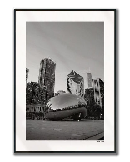 Chicago Klassiek fotoposter verticaal ingelijst - Zwart-Wit