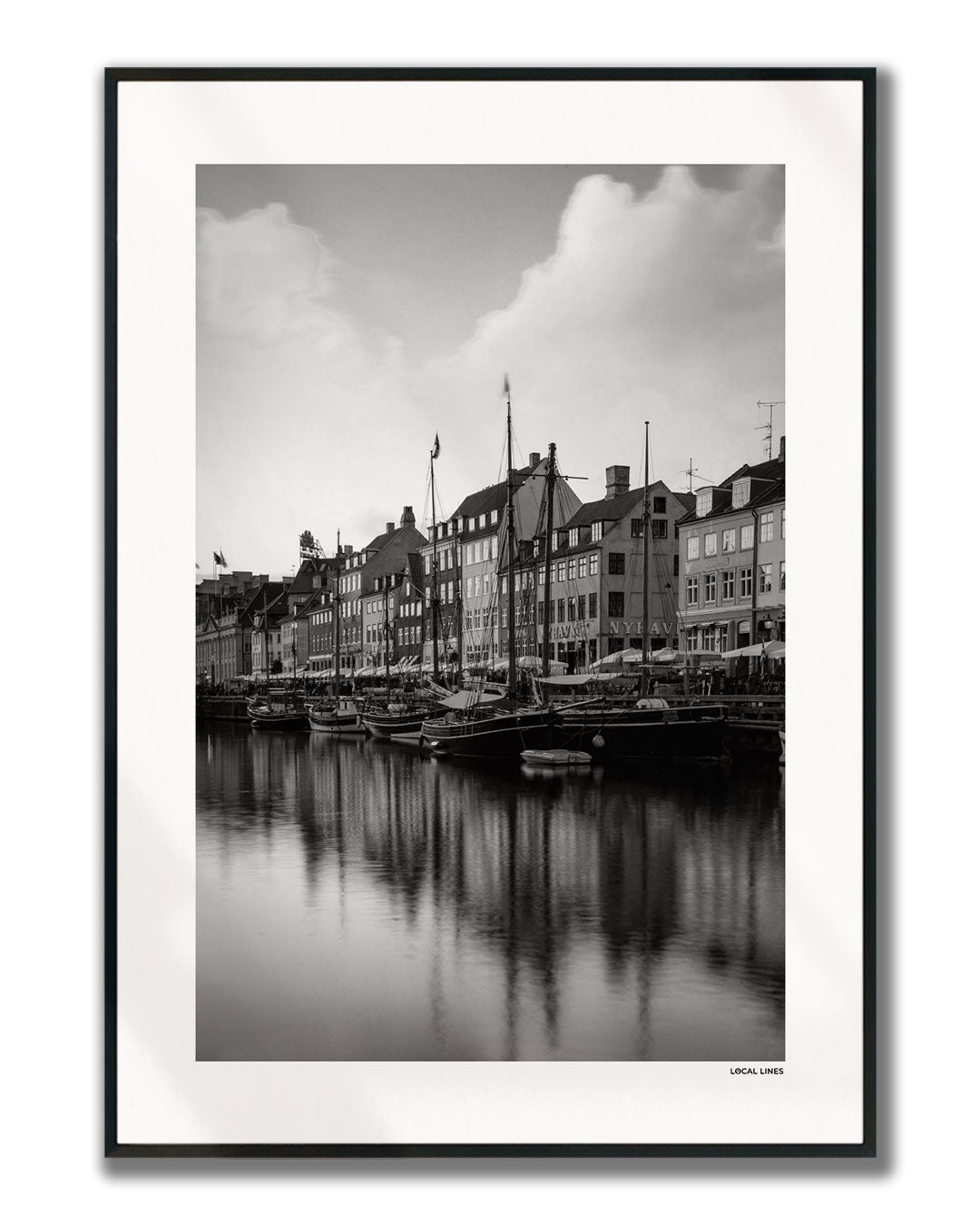 Kopenhagen Klassiek fotoposter verticaal ingelijst - Zwart-Wit