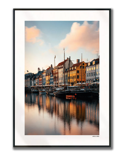 Kopenhagen Klassiek fotoposter verticaal ingelijst - Kleur