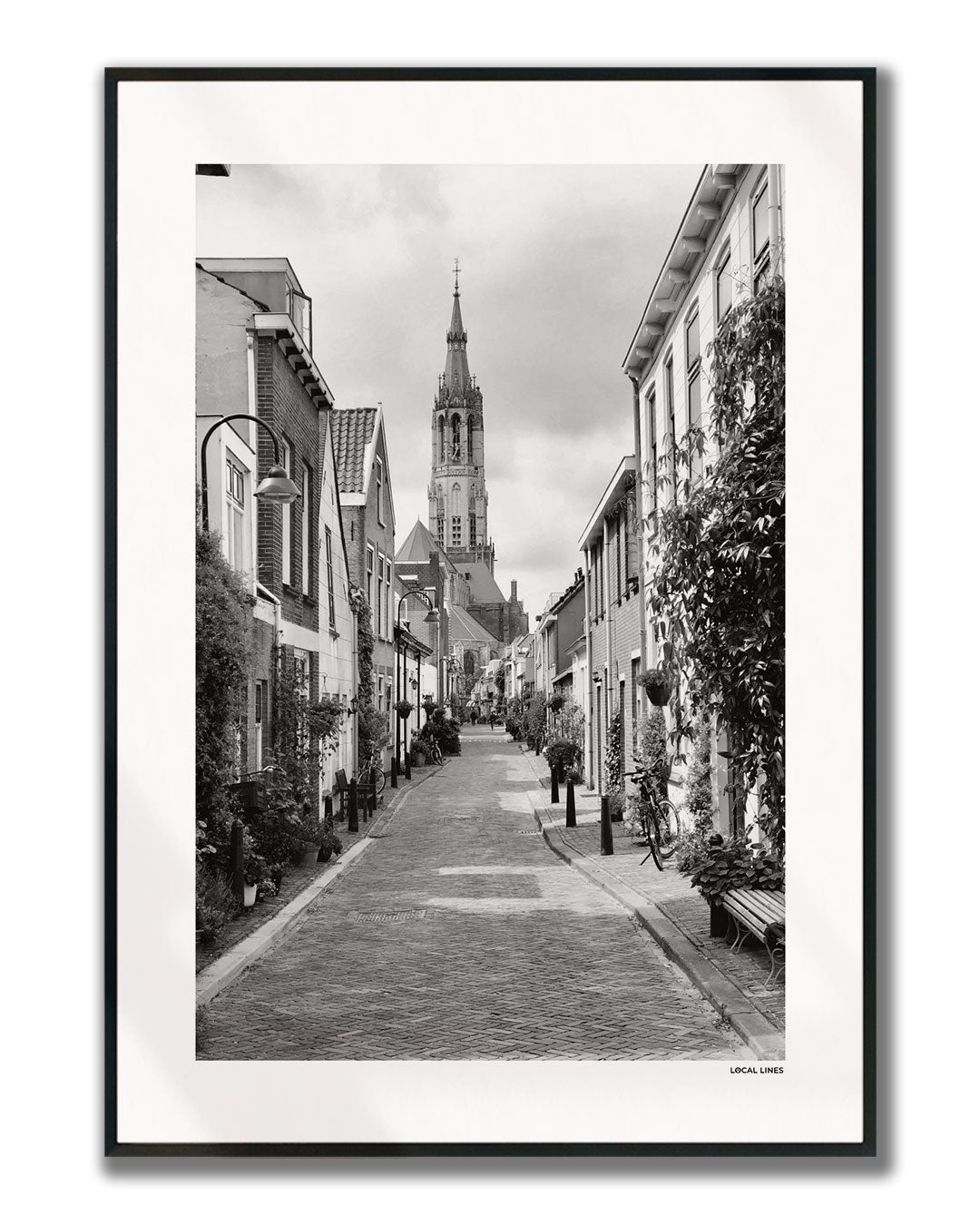 Delft Klassiek fotoposter verticaal ingelijst - Zwart-Wit