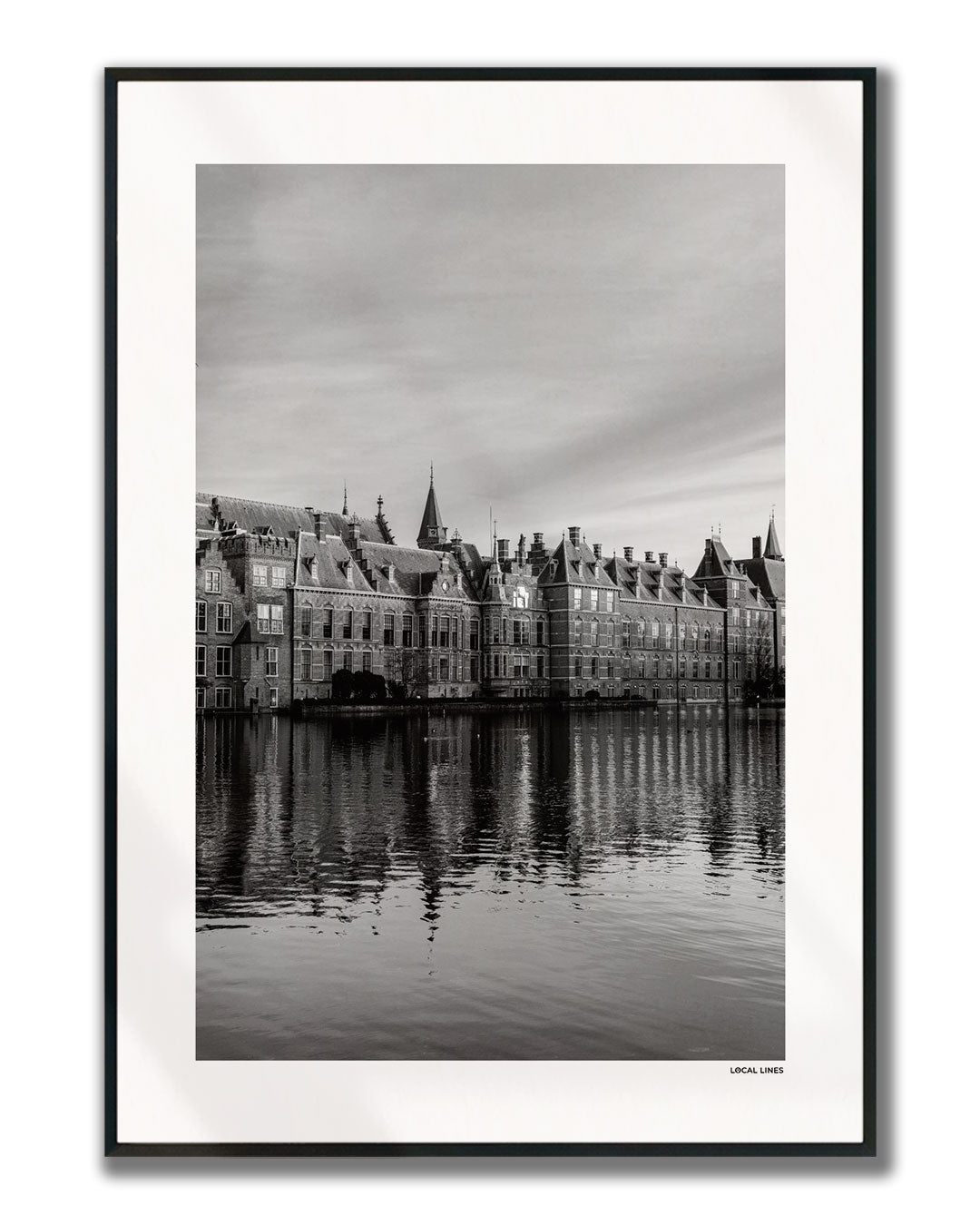 Den Haag Binnenhof fotoposter verticaal ingelijst - Zwart-Wit