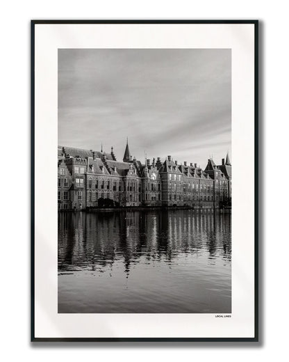Den Haag Binnenhof fotoposter verticaal ingelijst - Zwart-Wit