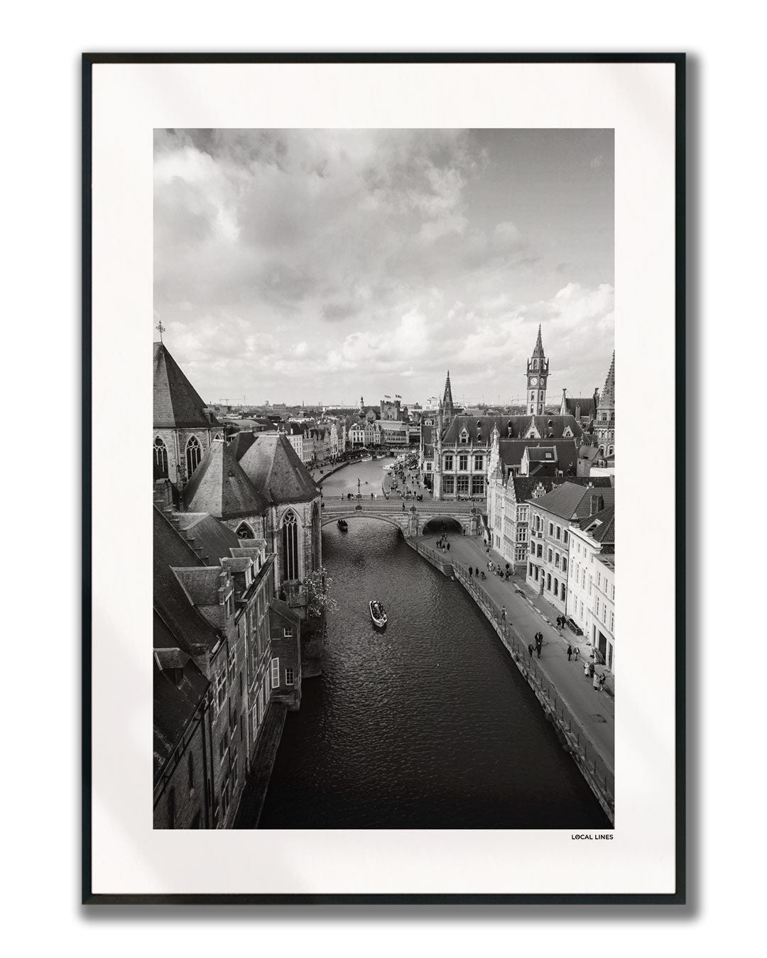 Gent Klassiek fotoposter verticaal ingelijst - Zwart-Wit