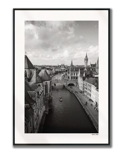 Gent Klassiek fotoposter verticaal ingelijst - Zwart-Wit