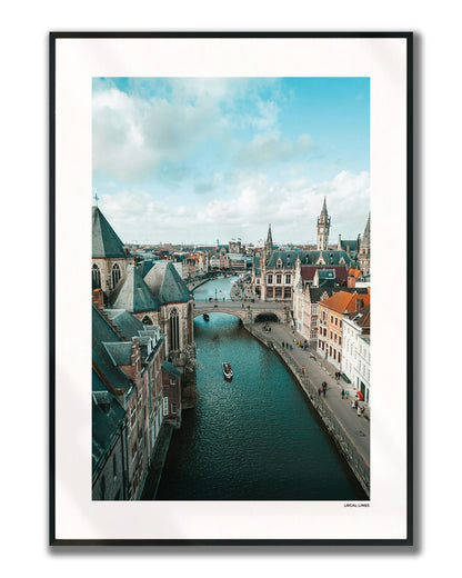Gent Klassiek fotoposter verticaal ingelijst - Kleur