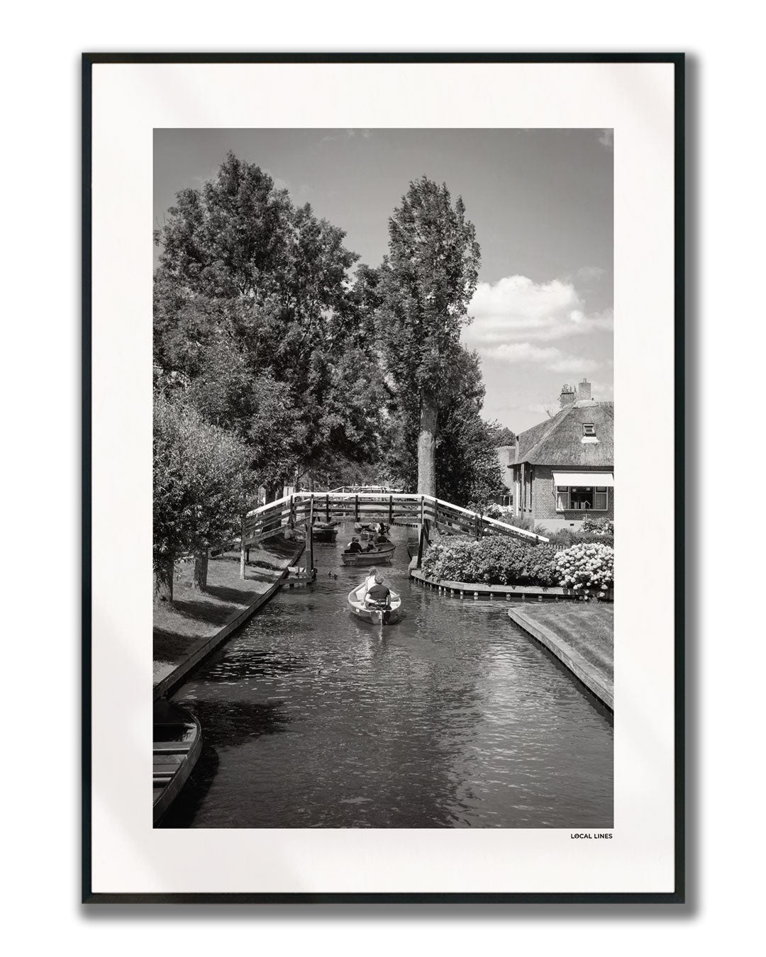 Giethoorn Klassiek fotoposter verticaal ingelijst - Zwart-Wit