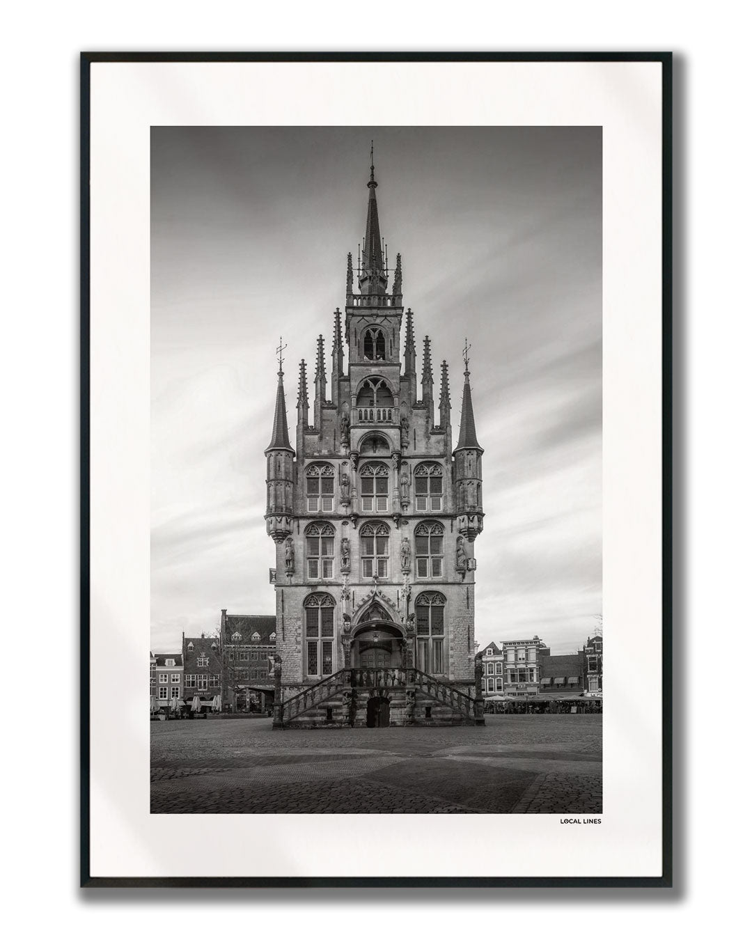 Gouda Klassiek fotoposter verticaal ingelijst - Zwart-Wit