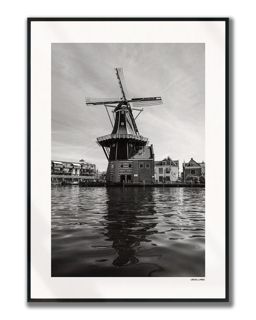 Haarlem Klassiek fotoposter verticaal ingelijst - Zwart-Wit
