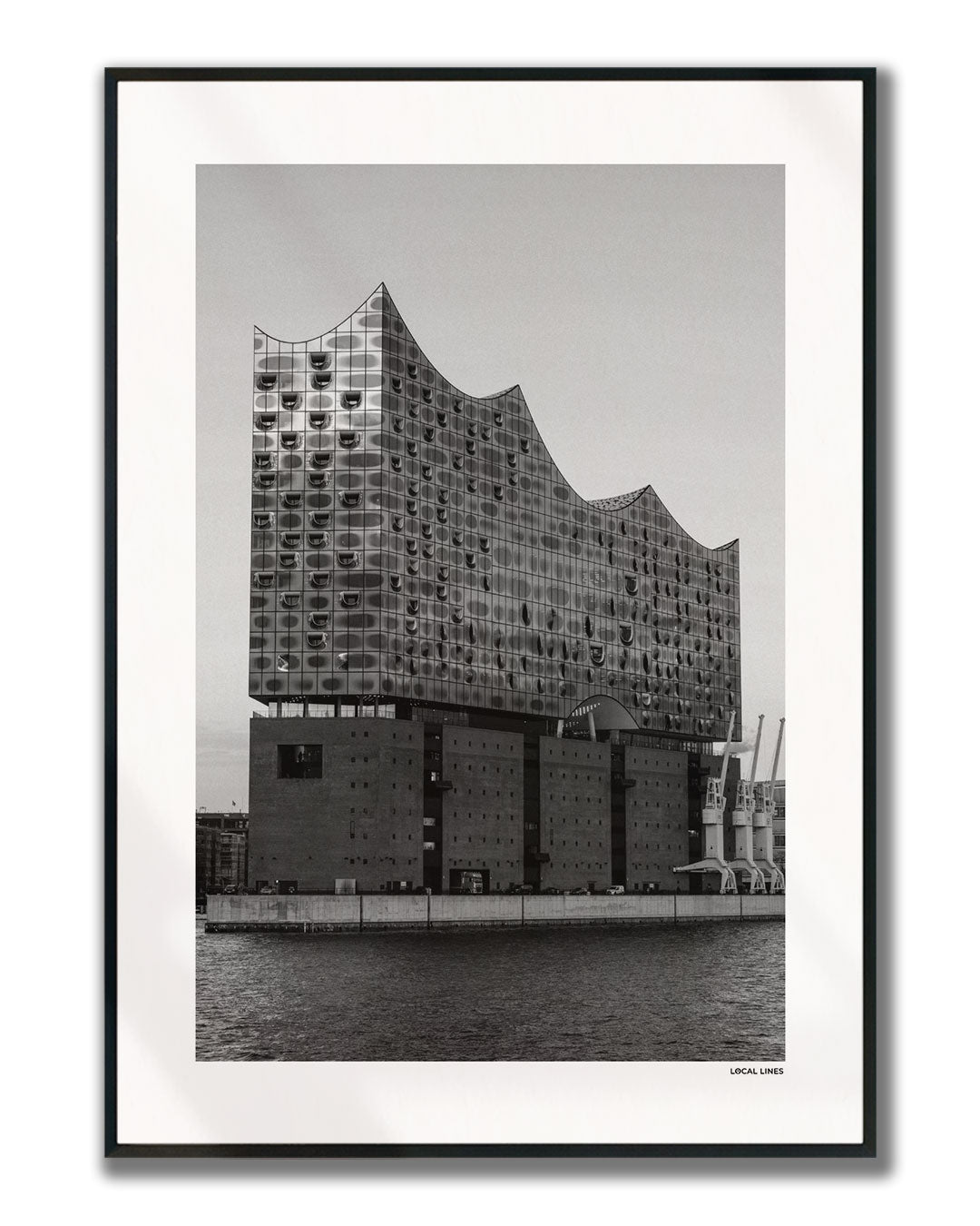 Hamburg Klassiek fotoposter verticaal ingelijst - Zwart-Wit