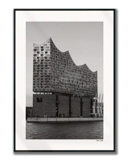 Hamburg Klassiek fotoposter verticaal ingelijst - Zwart-Wit