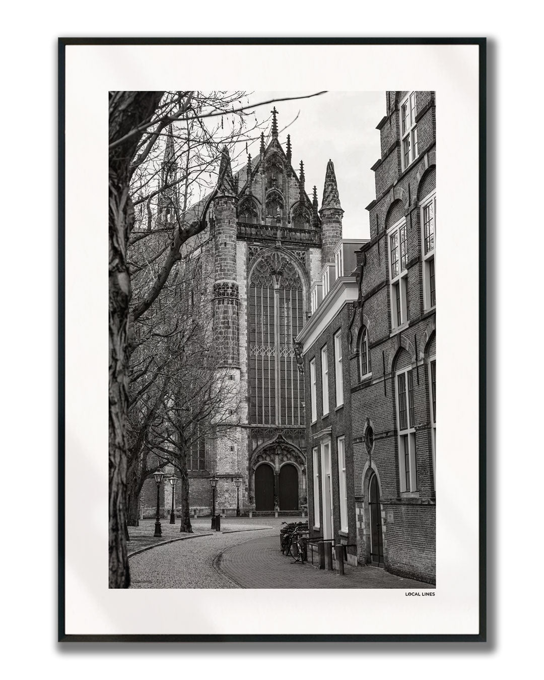 Leiden Klassiek fotoposter verticaal ingelijst - Zwart-Wit
