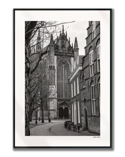 Leiden Klassiek fotoposter verticaal ingelijst - Zwart-Wit
