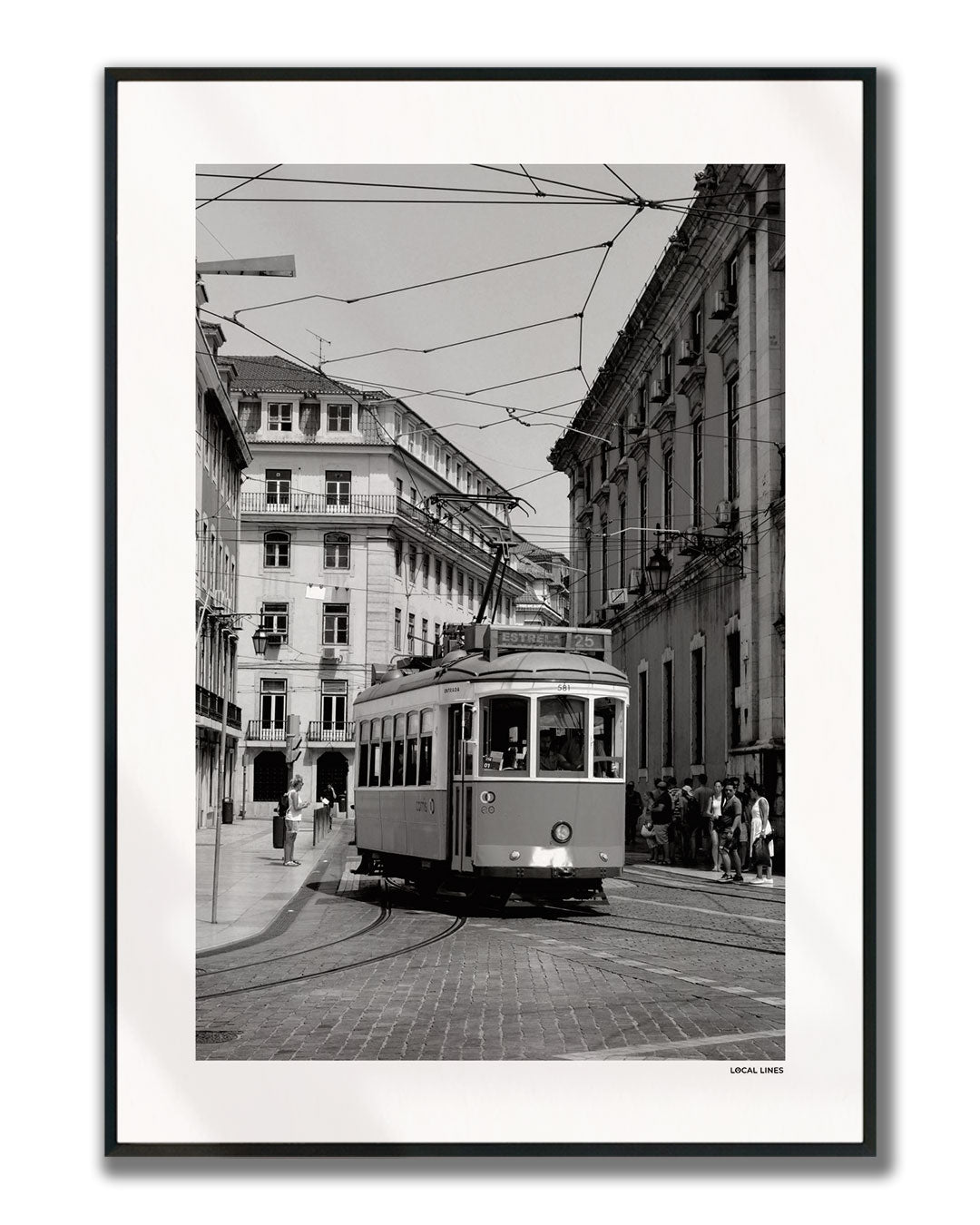 Lissabon Klassiek fotoposter verticaal ingelijst - Zwart-Wit