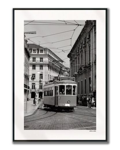 Lissabon Klassiek fotoposter verticaal ingelijst - Zwart-Wit