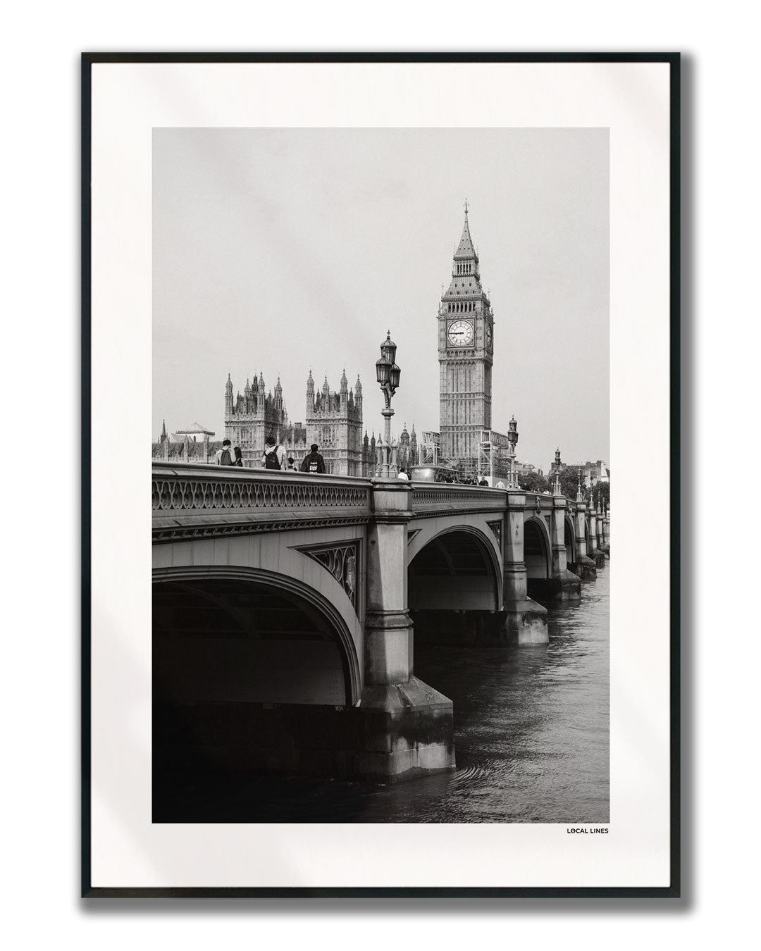 Londen Klassiek fotoposter verticaal ingelijst - Zwart-Wit