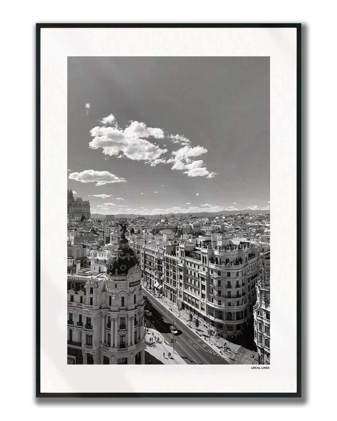 Madrid Klassiek fotoposter verticaal ingelijst - Zwart-Wit