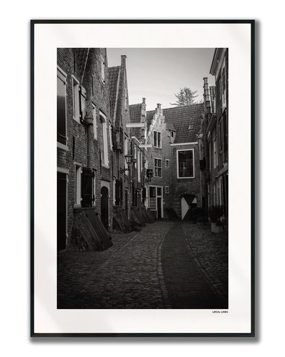 Middelburg Klassiek fotoposter verticaal ingelijst - Zwart-Wit