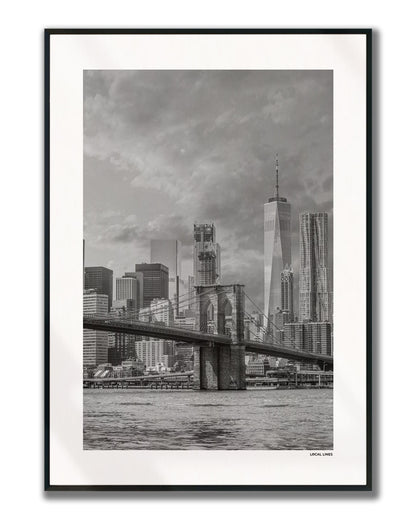 New York 1 Klassiek fotoposter verticaal ingelijst - Zwart-Wit