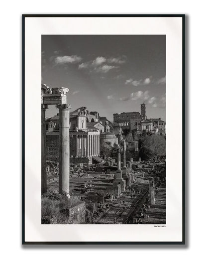 Rome Klassiek fotoposter verticaal ingelijst - Zwart-Wit